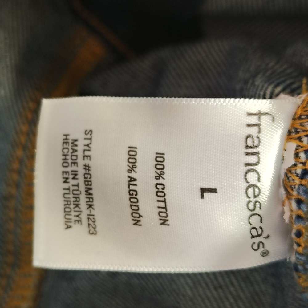 Francesca Harper Heritage Denim Crop Top Blue Jean Square Neck Zip Front L y2k - Picture 7 of 10